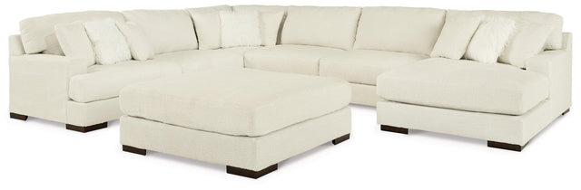 Zada Ivory 5-Piece Sectional With Ottoman - Ella Furniture