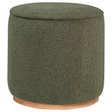 Zena Faux Sheepskin Upholstered Round Ottoman Green 910302 - Ella Furniture