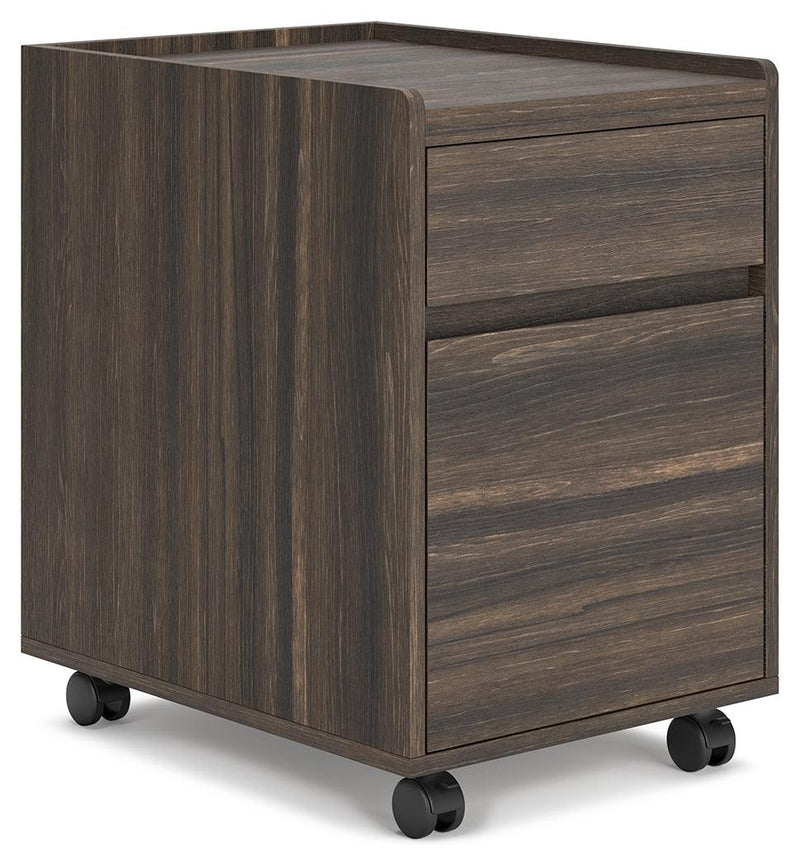 Zendex Dark Brown Home Office Desk And Storage - Ella Furniture