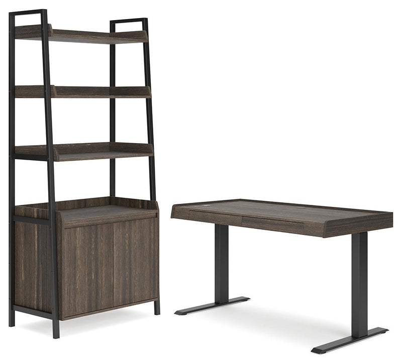 Zendex Dark Brown Home Office Desk And Storage PKG014860 - H304-29 | H304-17 - Ella Furniture