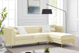 Zia Beige Modern Wood, Engineered Wood Velvet Tufted 2Pcs Reversible Sectional - Ella Furniture