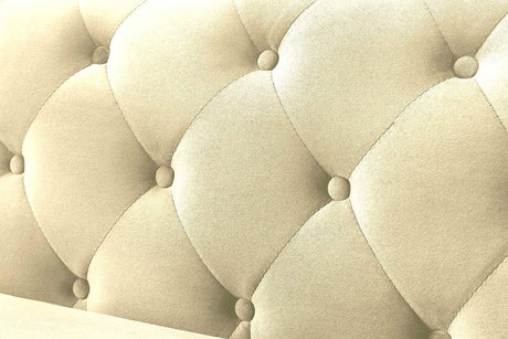 Zia Beige Modern Wood, Engineered Wood Velvet Tufted 2Pcs Reversible Sectional - Ella Furniture