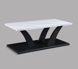 Zion White/Black Modern Contemporary Solid Wood Marble Top Cocktail Coffee Table - Ella Furniture