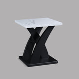 Zion White/Black Modern Contemporary Solid Wood Marble Top Cocktail Coffee Table - Ella Furniture