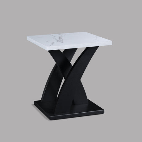 Zion White/Black Modern Contemporary Solid Wood Marble Top Cocktail Coffee Table - Ella Furniture