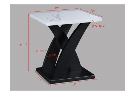 Zion White/Black Modern Contemporary Solid Wood Marble Top Cocktail Coffee Table - Ella Furniture