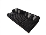Mia Black Velvet Rectangle Ottoman - Ella Furniture
