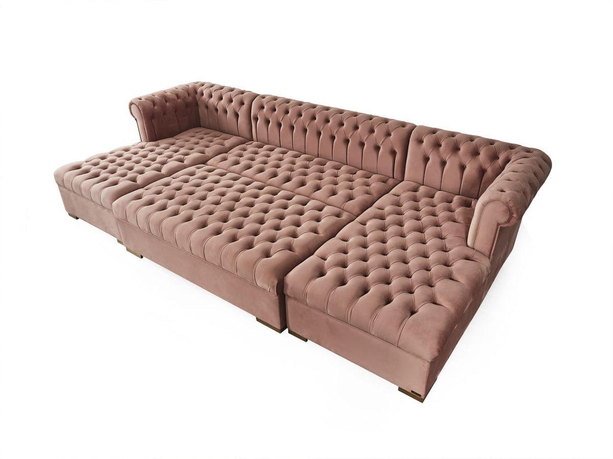 Emma Pink Velvet Rectangle Ottoman - Ella Furniture