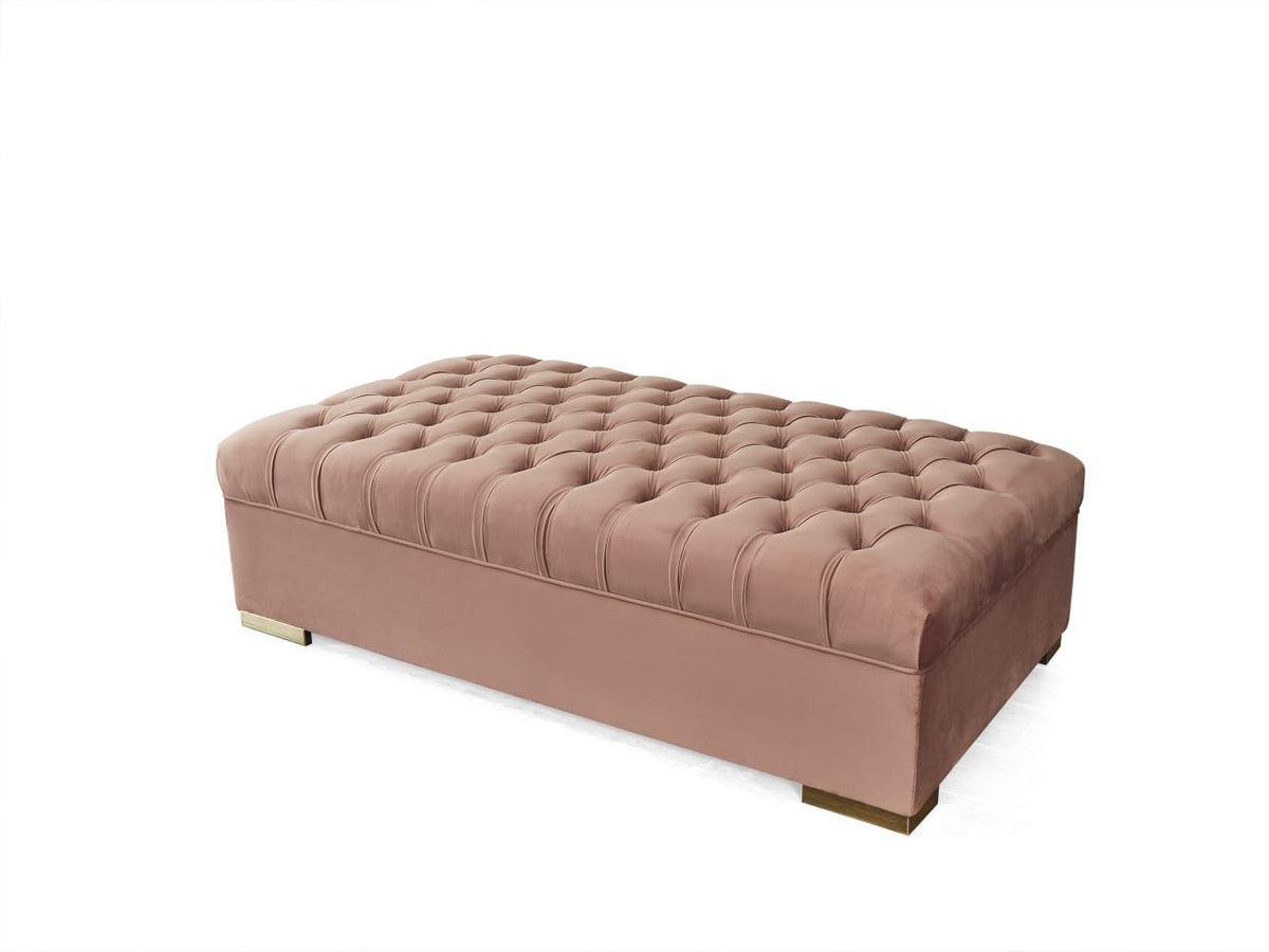Emma Pink Velvet Rectangle Ottoman - Ella Furniture