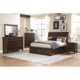 Logandale Brown Transitional Mango Veneer Wood And Engineered Wood Queen Storage Sleigh Bed - Ella Furniture