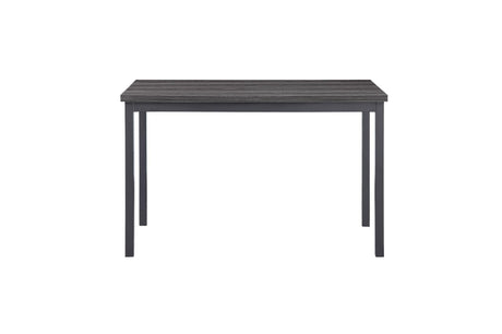 Tripp Black-Hued Industrial Faux Wood Metal Faux Leather Upholstered Dining Room Set - Ella Furniture
