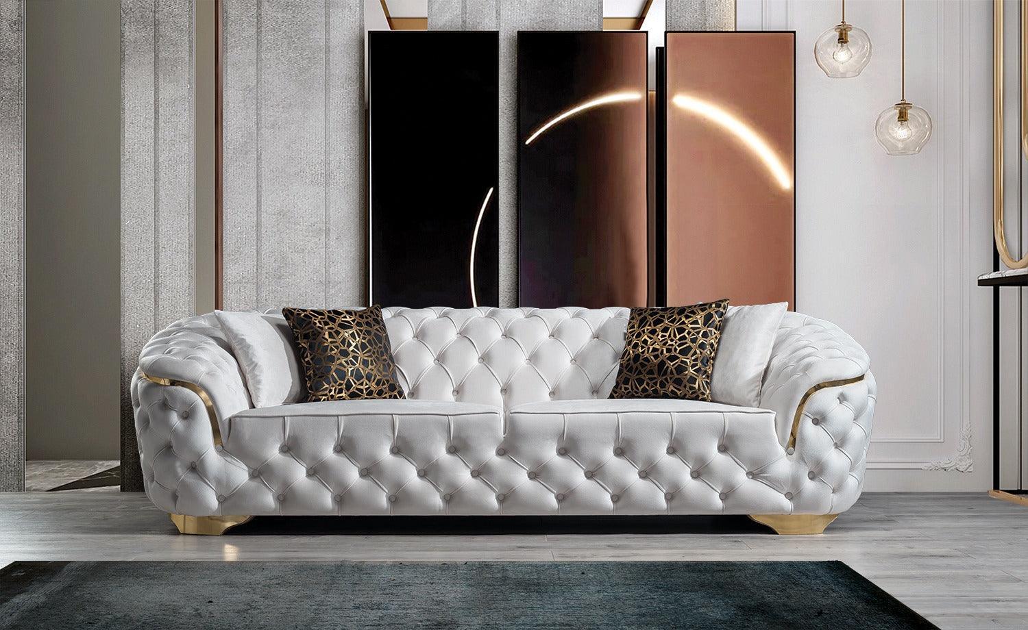 Scarlett Ivory Velvet Sofa & Loveseat - Ella Furniture