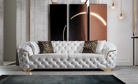 Scarlett Ivory Velvet Sofa & Loveseat - Ella Furniture