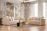 Sofia Ivory Velvet Sofa & Loveseat - Ella Furniture