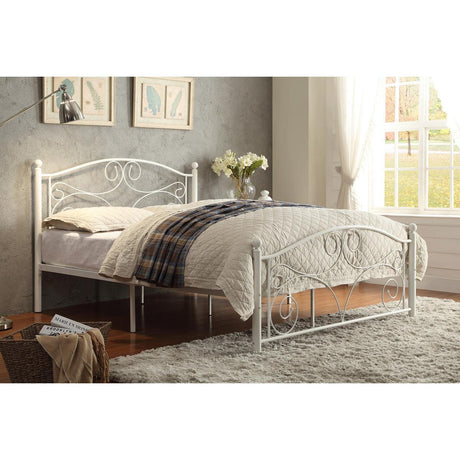 Pallina White Metal Modern Classic Metal Frame Full Platform Bed - Ella Furniture
