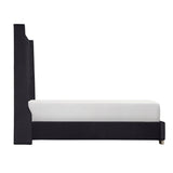 Jacklyn Black Modern Contemporary Solid Wood Faux Leather Upholstered Tufted King Panel Bed - Ella Furniture