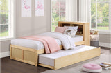 Bartly Natural Pine Modern Transitional Solid Wood Youth Bookcase Storage Bedroom Set - Ella Furniture