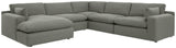 Elyza Smoke 5-Piece Sectional With Chaise - Ella Furniture