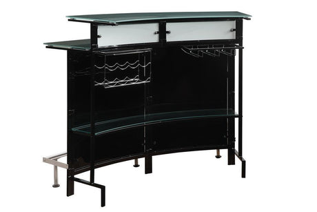 Keystone Glass Top Bar Unit Black - Ella Furniture