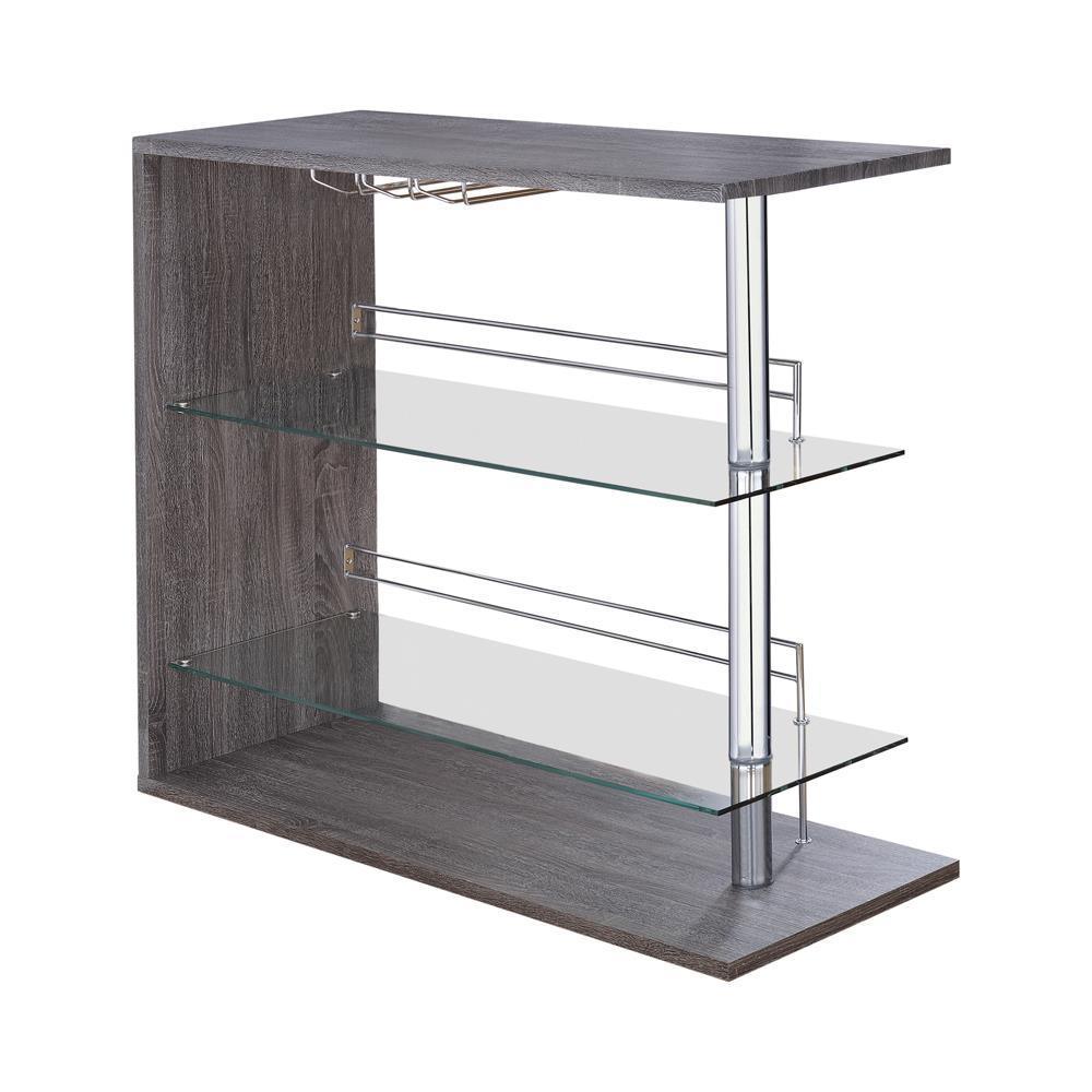 Prescott Rectangular 2-Shelf Bar Unit Grey - Ella Furniture