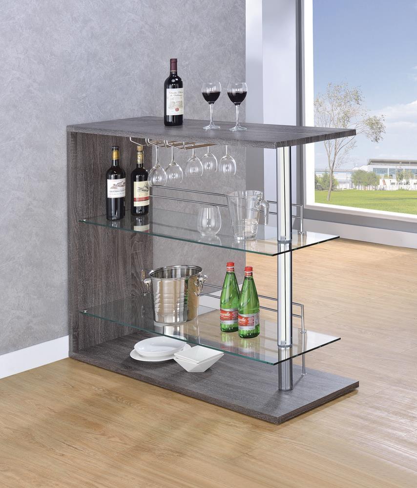 Prescott Rectangular 2-Shelf Bar Unit Grey - Ella Furniture