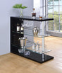 Prescott Rectangular 2-Shelf Bar Unit Glossy Black - Ella Furniture