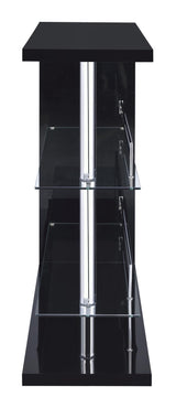 Prescott Rectangular 2-Shelf Bar Unit Glossy Black - Ella Furniture