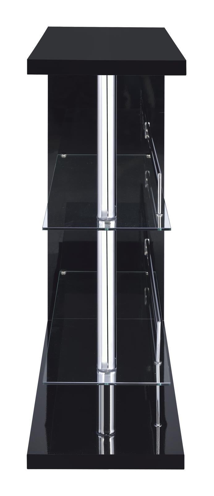 Prescott Rectangular 2-Shelf Bar Unit Glossy Black - Ella Furniture