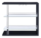Prescott Rectangular 2-Shelf Bar Unit Glossy Black - Ella Furniture