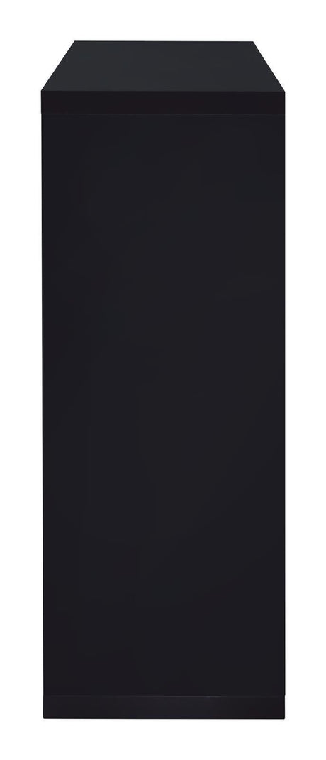 Prescott Rectangular 2-Shelf Bar Unit Glossy Black - Ella Furniture