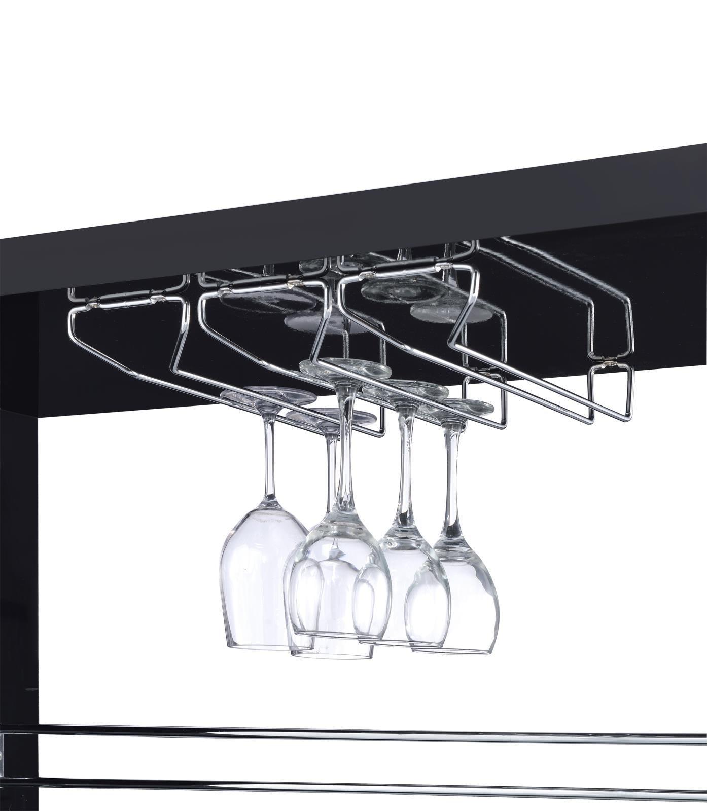 Prescott Rectangular 2-Shelf Bar Unit Glossy Black - Ella Furniture