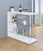 Prescott Rectangular 2-Shelf Bar Unit Glossy White - Ella Furniture