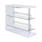 Prescott Rectangular 2-Shelf Bar Unit Glossy White - Ella Furniture