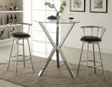 Denali Round Glass Top Bar Table Chrome - Ella Furniture
