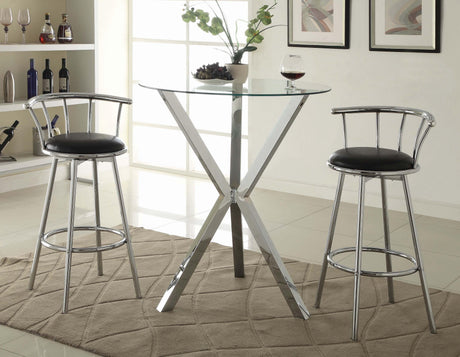 Denali Round Glass Top Bar Table Chrome - Ella Furniture