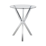 Denali Round Glass Top Bar Table Chrome - Ella Furniture