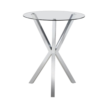 Denali Round Glass Top Bar Table Chrome - Ella Furniture