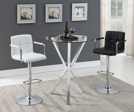 Denali Round Glass Top Bar Table Chrome - Ella Furniture
