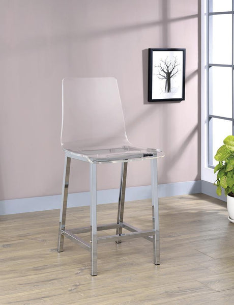 Juelia Counter Height Stools Chrome And Clear Acrylic (Set Of 2) - Ella Furniture