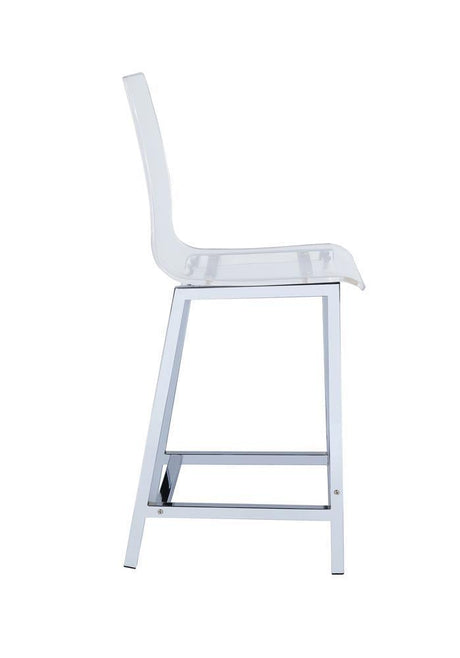 Juelia Counter Height Stools Chrome And Clear Acrylic (Set Of 2) - Ella Furniture