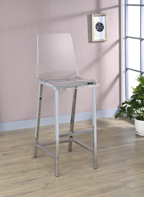 Juelia Bar Stools Chrome And Clear Acrylic (Set Of 2) - Ella Furniture