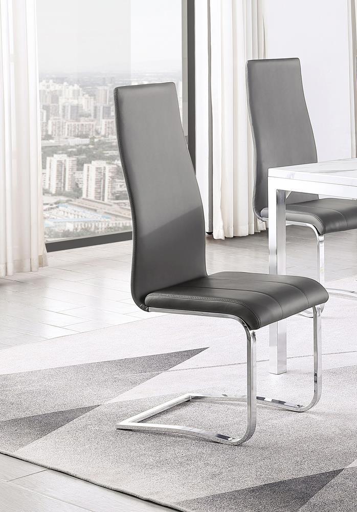 Montclair Upholstered High Back Side Chairs Grey And Chrome (Set Of 4) - Ella Furniture