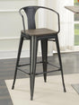Geneva Wooden Seat Bar Stools Dark Elm And Matte Black (Set Of 2) - Ella Furniture