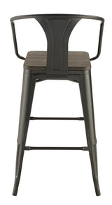 Geneva Wooden Seat Bar Stools Dark Elm And Matte Black (Set Of 2) - Ella Furniture