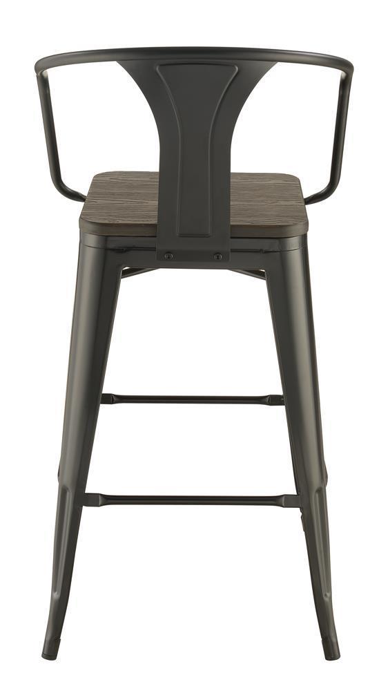 Geneva Wooden Seat Bar Stools Dark Elm And Matte Black (Set Of 2) - Ella Furniture