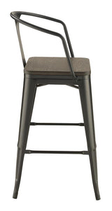 Geneva Wooden Seat Bar Stools Dark Elm And Matte Black (Set Of 2) - Ella Furniture