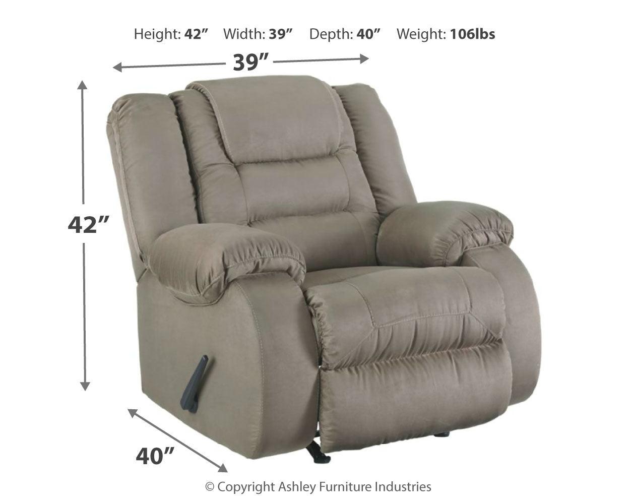 Mccade Cobblestone Microfiber Recliner - Ella Furniture