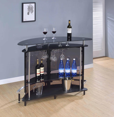 Amarillo 2-Tier Bar Unit Black And Chrome - Ella Furniture