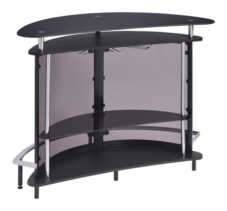 Amarillo 2-Tier Bar Unit Black And Chrome - Ella Furniture