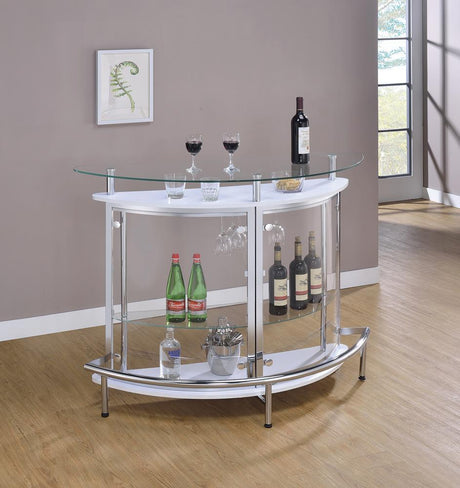 Amarillo 2-Tier Bar Unit White And Chrome - Ella Furniture